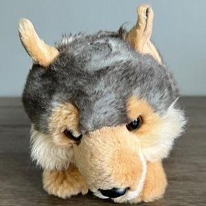 Miyoni By Aurora Gray and Tan Laying‎ Wolf Plush